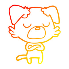 warm gradient line drawing cartoon dog