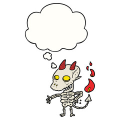 cartoon spooky demon and thought bubble