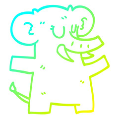 cold gradient line drawing cartoon elephant dancing
