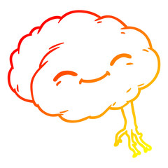 warm gradient line drawing cartoon happy brain