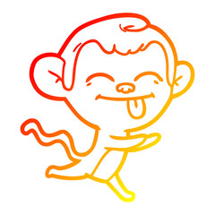 warm gradient line drawing funny cartoon monkey running