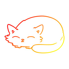 warm gradient line drawing cartoon cat sleeping