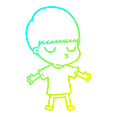 cold gradient line drawing cartoon calm boy