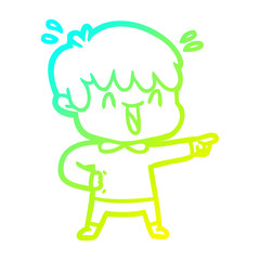 cold gradient line drawing cartoon laughing boy