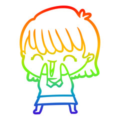 rainbow gradient line drawing cartoon woman