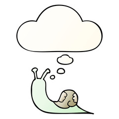 cartoon snail and thought bubble in smooth gradient style