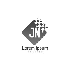 Initial JN logo template with modern frame. Minimalist JN letter logo vector illustration