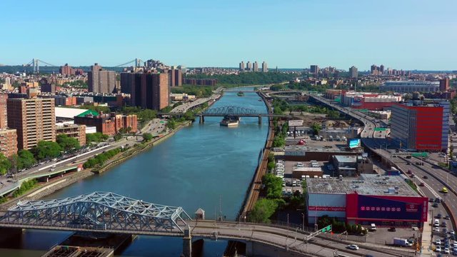 Cinematic aerials of the Harlem River New York