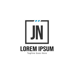 Initial JN logo template with modern frame. Minimalist JN letter logo vector illustration
