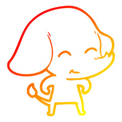 warm gradient line drawing cute cartoon elephant