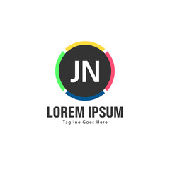 Initial JN logo template with modern frame. Minimalist JN letter logo vector illustration