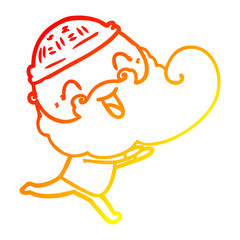 warm gradient line drawing happy bearded man