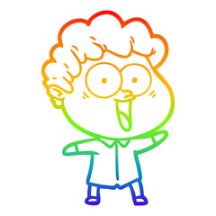 rainbow gradient line drawing cartoon happy man