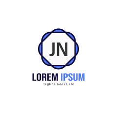 Obraz premium Initial JN logo template with modern frame. Minimalist JN letter logo vector illustration