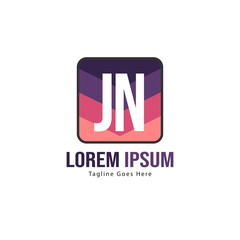Initial JN logo template with modern frame. Minimalist JN letter logo vector illustration