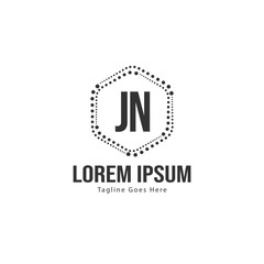 Initial JN logo template with modern frame. Minimalist JN letter logo vector illustration