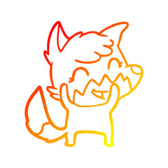 warm gradient line drawing happy cartoon fox