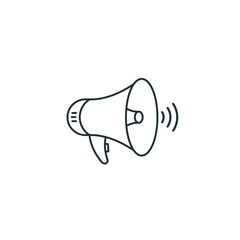Loudspeaker icon. Megaphone sign. Announcement symbol. Thin line icon on white background. Vector illustration