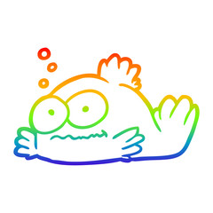 rainbow gradient line drawing funny goldfish