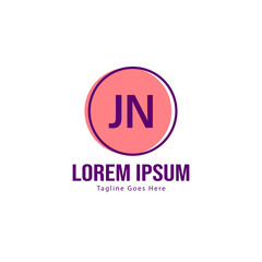 Initial JN logo template with modern frame. Minimalist JN letter logo vector illustration