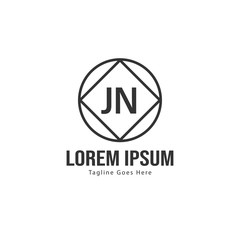 Initial JN logo template with modern frame. Minimalist JN letter logo vector illustration