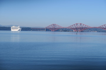 The river Forth from Dalgety Bay with Forth Rail bridge