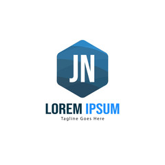 Initial JN logo template with modern frame. Minimalist JN letter logo vector illustration