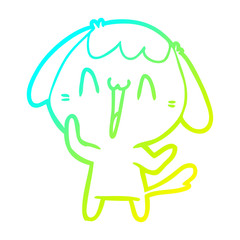 cold gradient line drawing cute cartoon dog