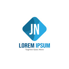 Fototapeta premium Initial JN logo template with modern frame. Minimalist JN letter logo vector illustration