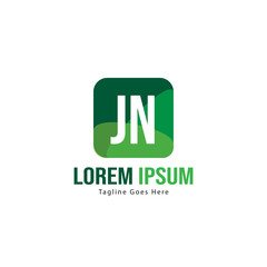Initial JN logo template with modern frame. Minimalist JN letter logo vector illustration