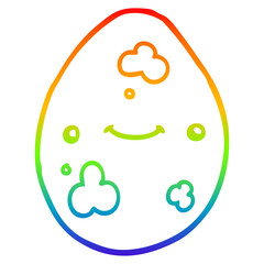 rainbow gradient line drawing cartoon egg