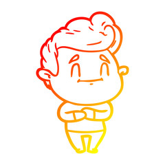 warm gradient line drawing happy cartoon man
