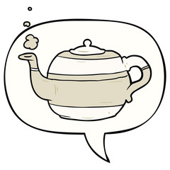 cartoon tea pot and speech bubble