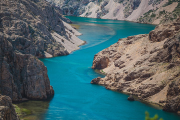 Obraz premium The river at the bottom of the picturesque canyon.