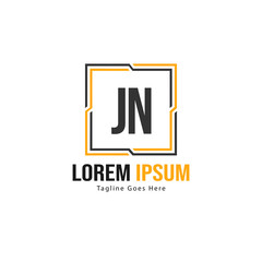 Initial JN logo template with modern frame. Minimalist JN letter logo vector illustration