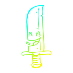 cold gradient line drawing cartoon laughing knife