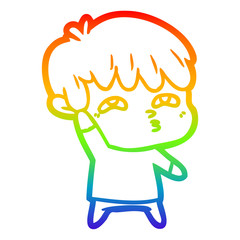 rainbow gradient line drawing cartoon curious man