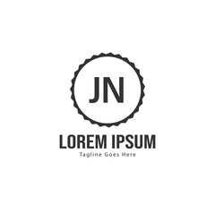 Initial JN logo template with modern frame. Minimalist JN letter logo vector illustration