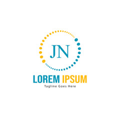 Initial JN logo template with modern frame. Minimalist JN letter logo vector illustration