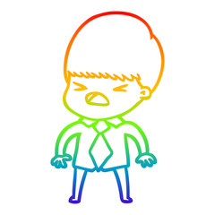 rainbow gradient line drawing cartoon stressed man
