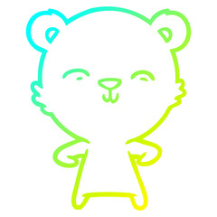 cold gradient line drawing happy cartoon bear