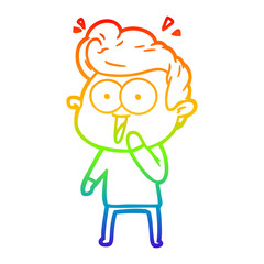 rainbow gradient line drawing cartoon man