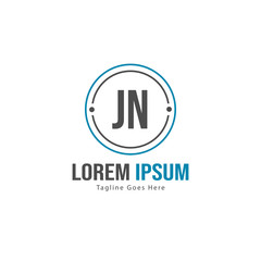 Initial JN logo template with modern frame. Minimalist JN letter logo vector illustration