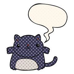 Fototapeta premium cartoon cat and speech bubble in comic book style