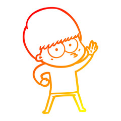 Obraz premium warm gradient line drawing nervous cartoon boy
