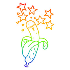 rainbow gradient line drawing cartoon magic banana