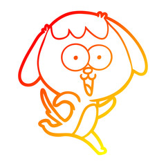 warm gradient line drawing cute cartoon dog