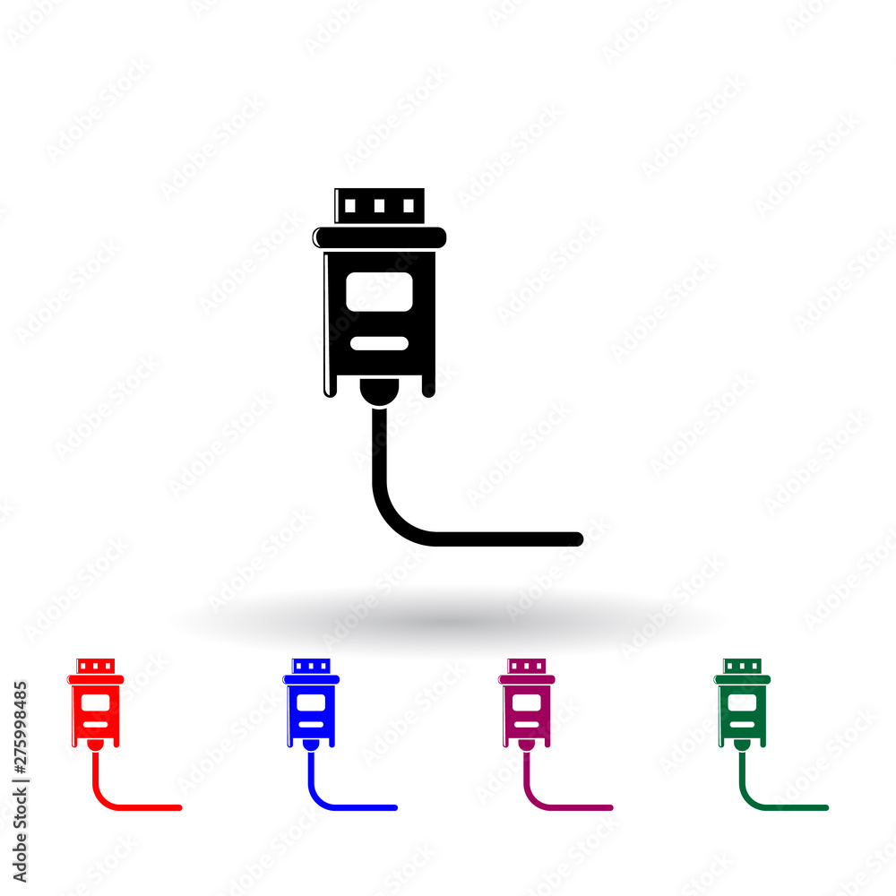 Poster usb cable multi color icon. elements of technology set. simple icon for websites, web design, mobile