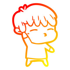 warm gradient line drawing cartoon curious boy