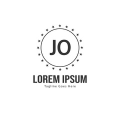 Initial JO logo template with modern frame. Minimalist JO letter logo vector illustration